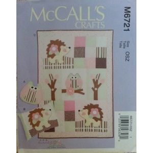 McCall's Crafts 6721 - Sew Sweet Chic Owl & Hedgehog Quilt & Pillow Pattern
